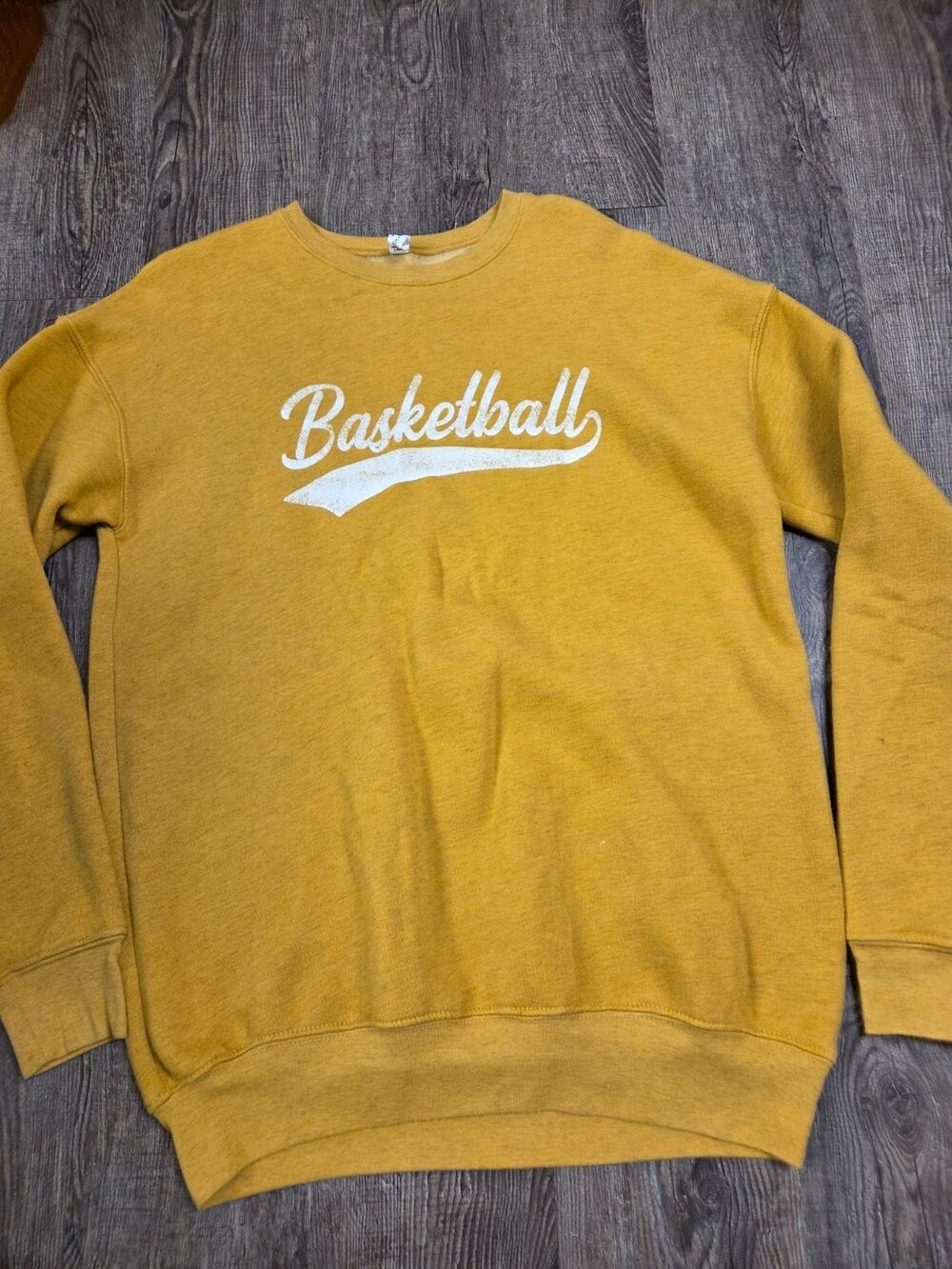 Oat Collective Gold/Mustard BASKETBALL Crewneck Sweatshirt PUllover Medium